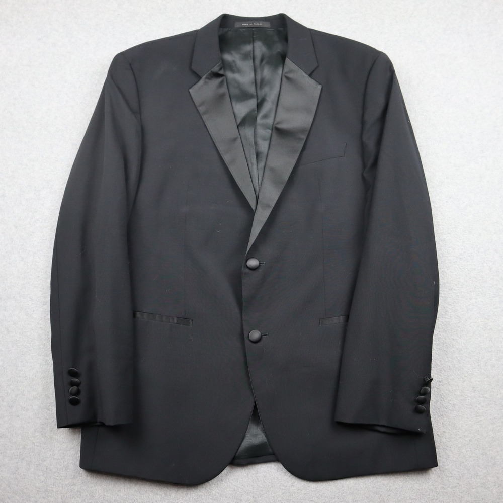 Hugo Boss Tuxedo Jacket Mens 40S Short Wool Peak Lapel Black Satin Trim Formal